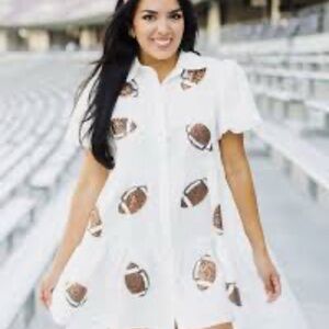 SOLD Peach Love California White Football Print Dress